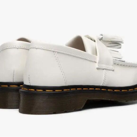 Dr Martens Docs Adrian Yellow Stitch Leather Tassel Loafers White - Picture 4 of 4